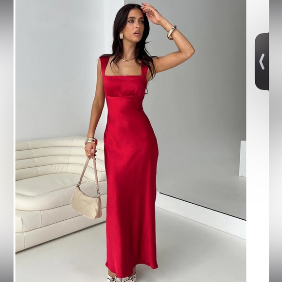 Princess Polly Dresses & Skirts - Princess Polly Red Maxi Satin Slip Dress!